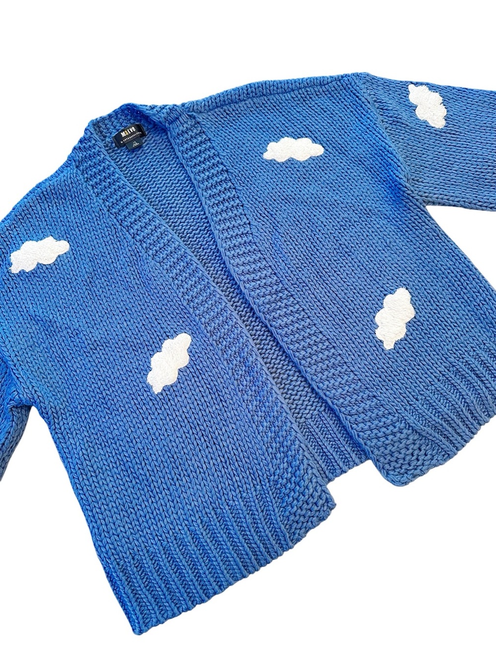 Maeve Anthropologie Cloud Cardigan blue and white size 1X - Picture 3 of 9